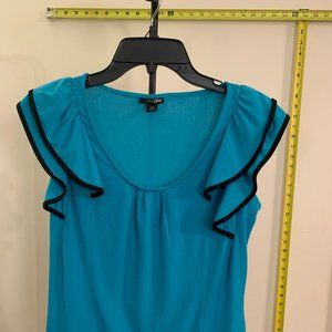 East 5th dressy top turquoise (blue) with black trim size small